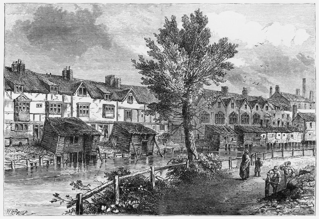 Detail of 19th-Century Illustration of Old Houses in London Street, Dockhead by Anonymous