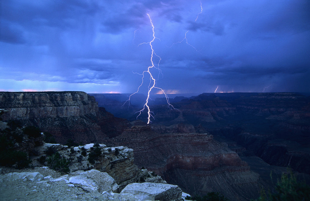 Detail of Lightning Above Grand Canyon by Corbis