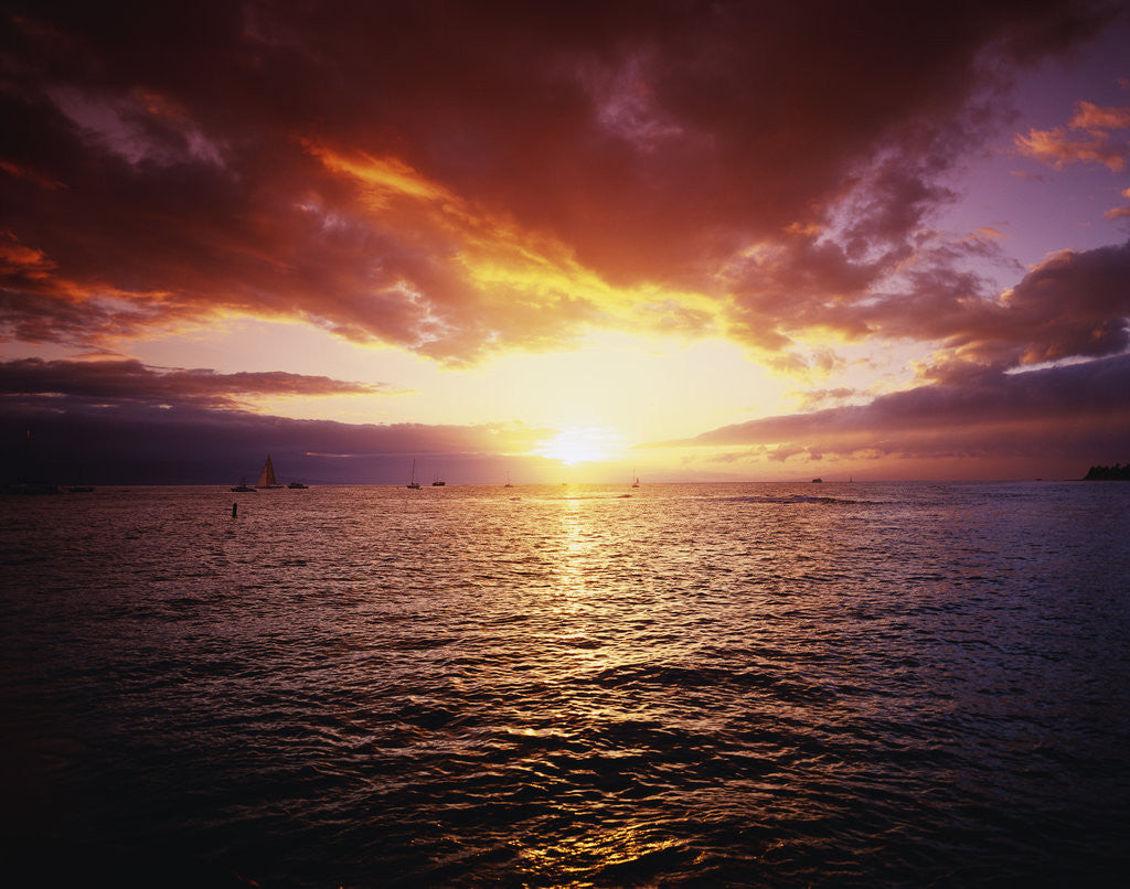 Detail of Sun Setting over Pacific Ocean by Anonymous