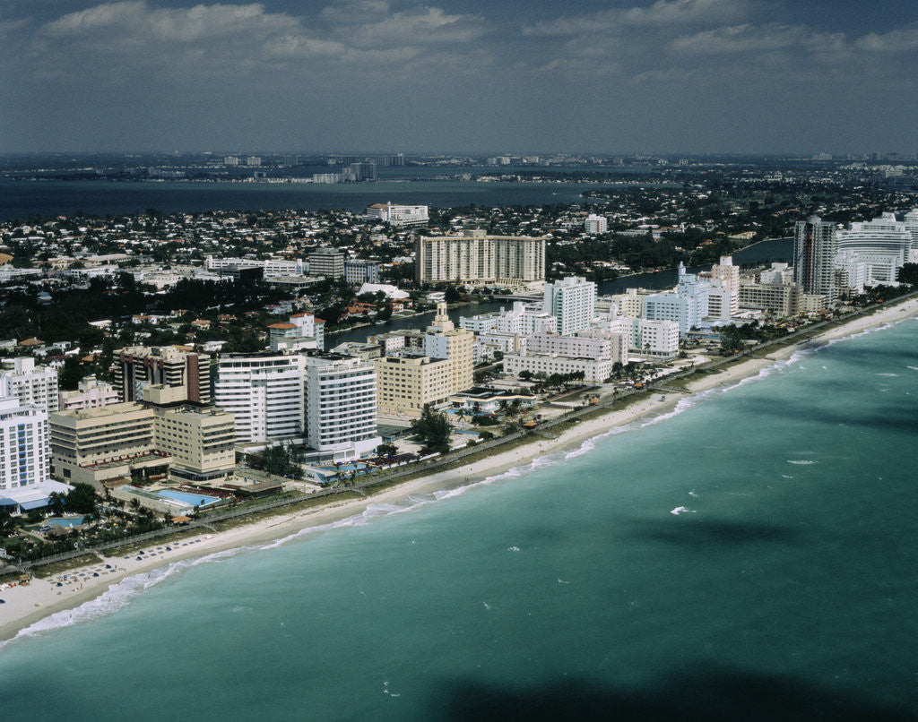 Detail of Hotels Lining Miami Beach by Anonymous