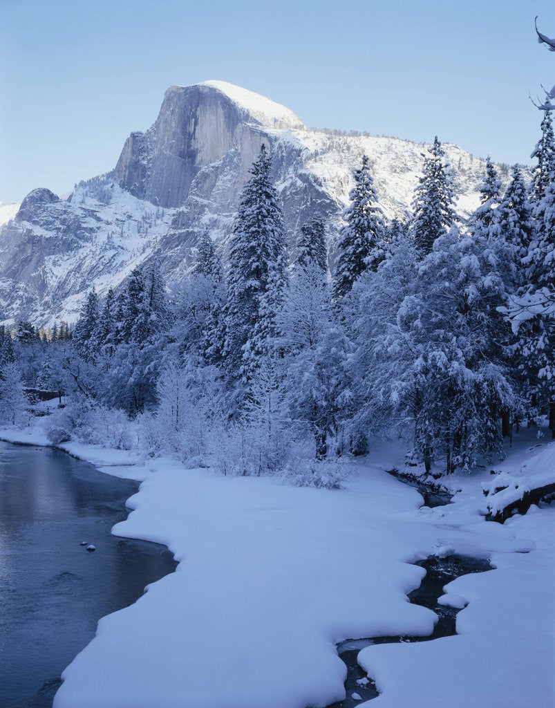 Detail of Merced River and Half Dome in Winter by Anonymous