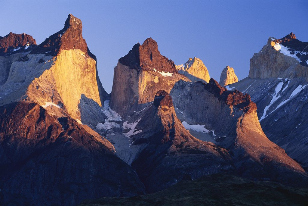 Detail of Morning Sunlight Hitting Cuernos del Paine by Anonymous