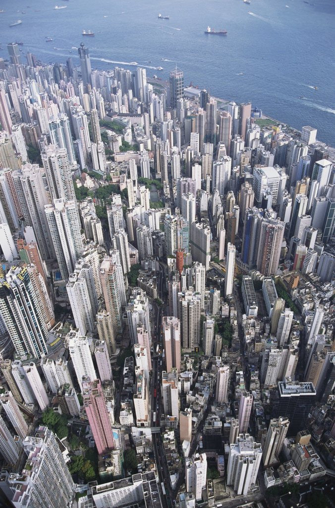 Detail of Aerial View of Western District of Hong Kong by Corbis
