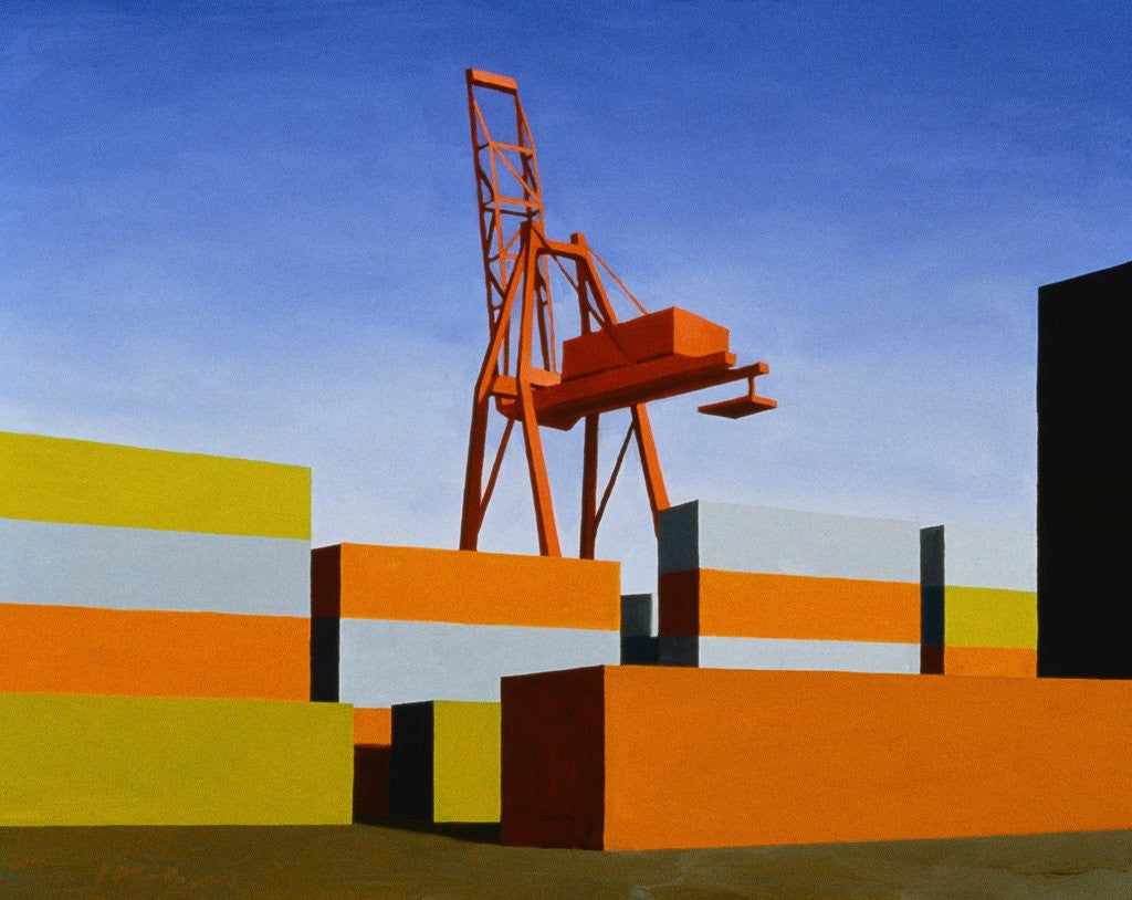 Detail of Containers with Crane by Mary Iverson