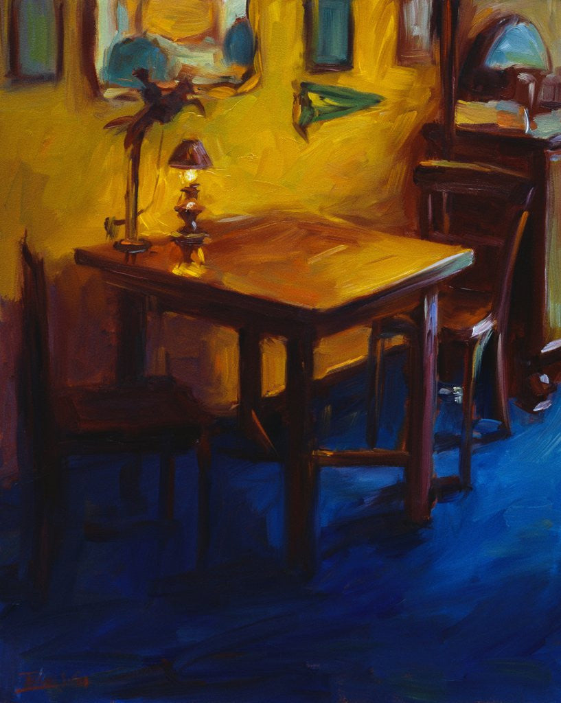 Detail of Gold and Blue Cafe by Pam Ingalls