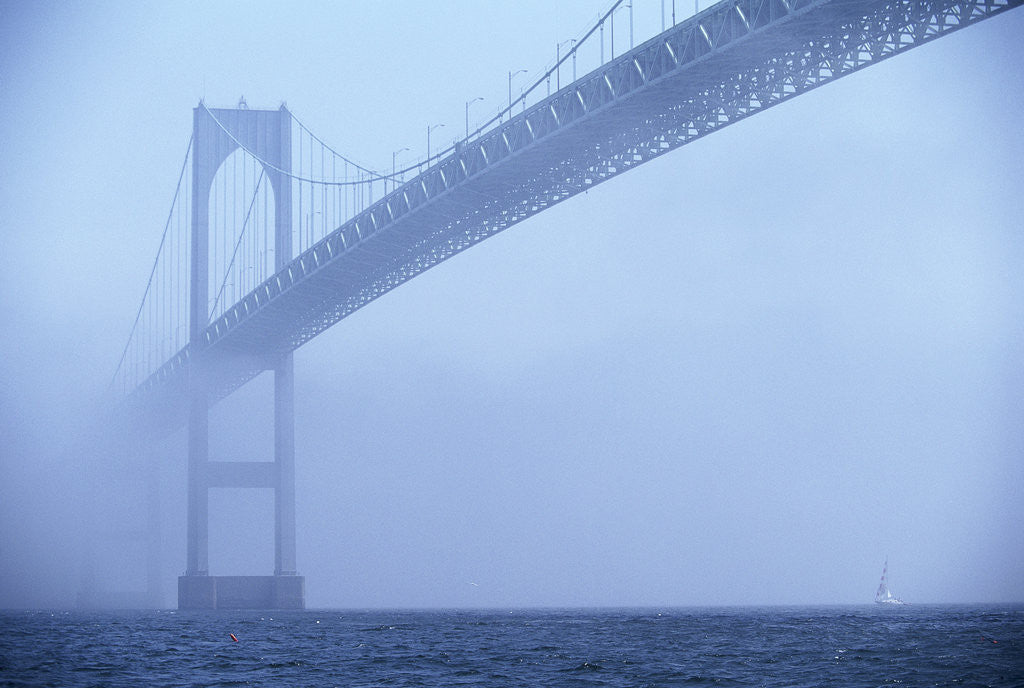 Detail of Newport Bridge in Fog by Corbis