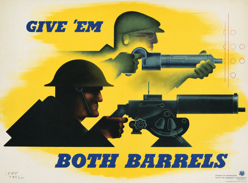 Detail of Give 'Em Both Barrels Poster by Jean Carlu