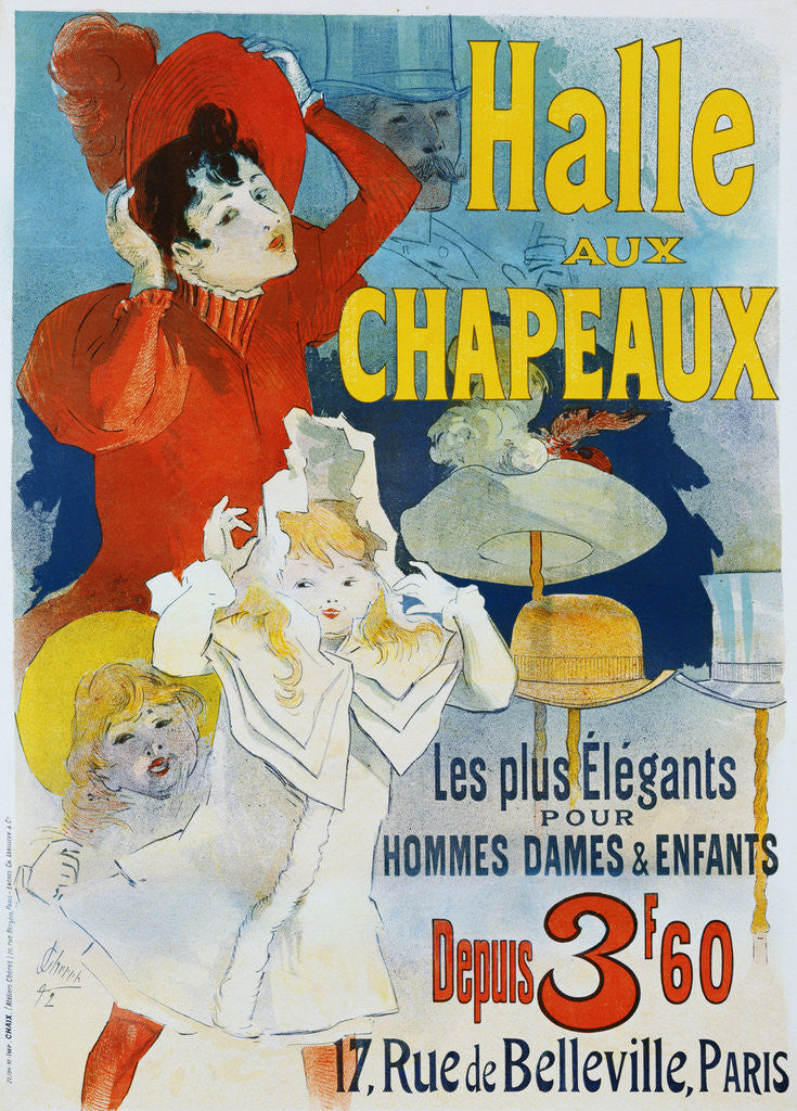 Detail of Halle aux Chapeaux Poster by Jules Cheret