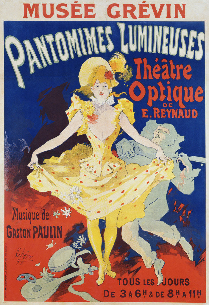 Detail of French Poster for Early Motion Picture Pantommes Lumineuses by Jules Cheret