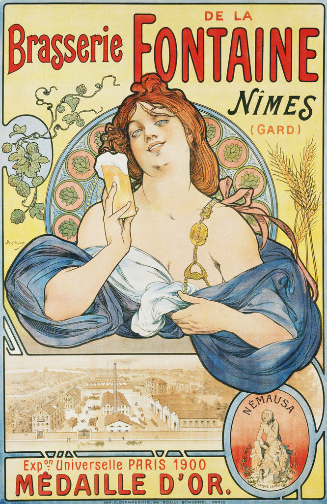 Detail of Brasserie de la Fontaine Poster by Artigue