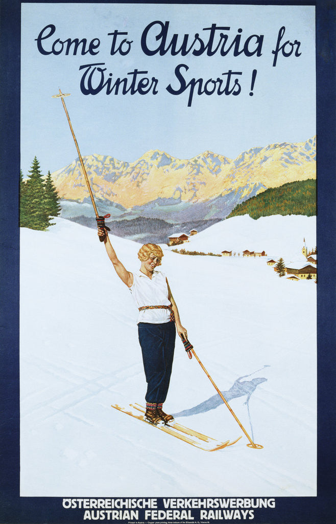 Detail of Austria for Winter Sports Poster by Anonymous