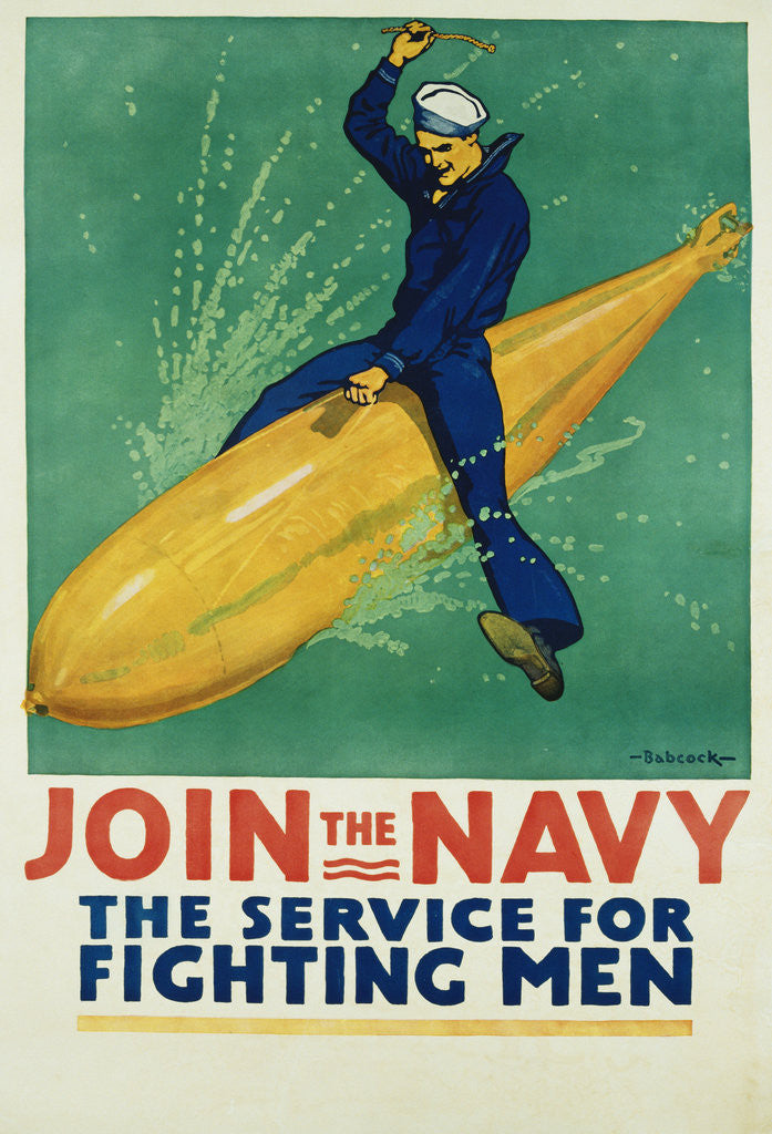 Detail of Join the Navy - The Service for Fighting Men Poster by R.F. Babcock
