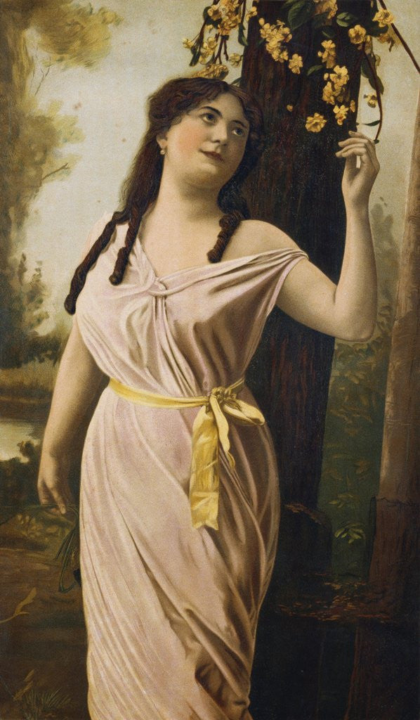 Detail of Victorian Poster Depicting a Woman by a Tree by Anonymous