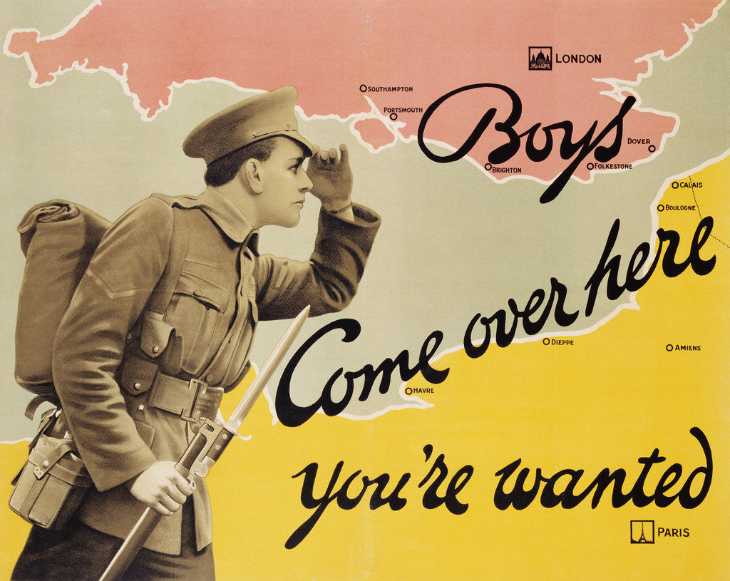 Detail of Boys Come Over Here You're Wanted Recruitment Poster by Anonymous