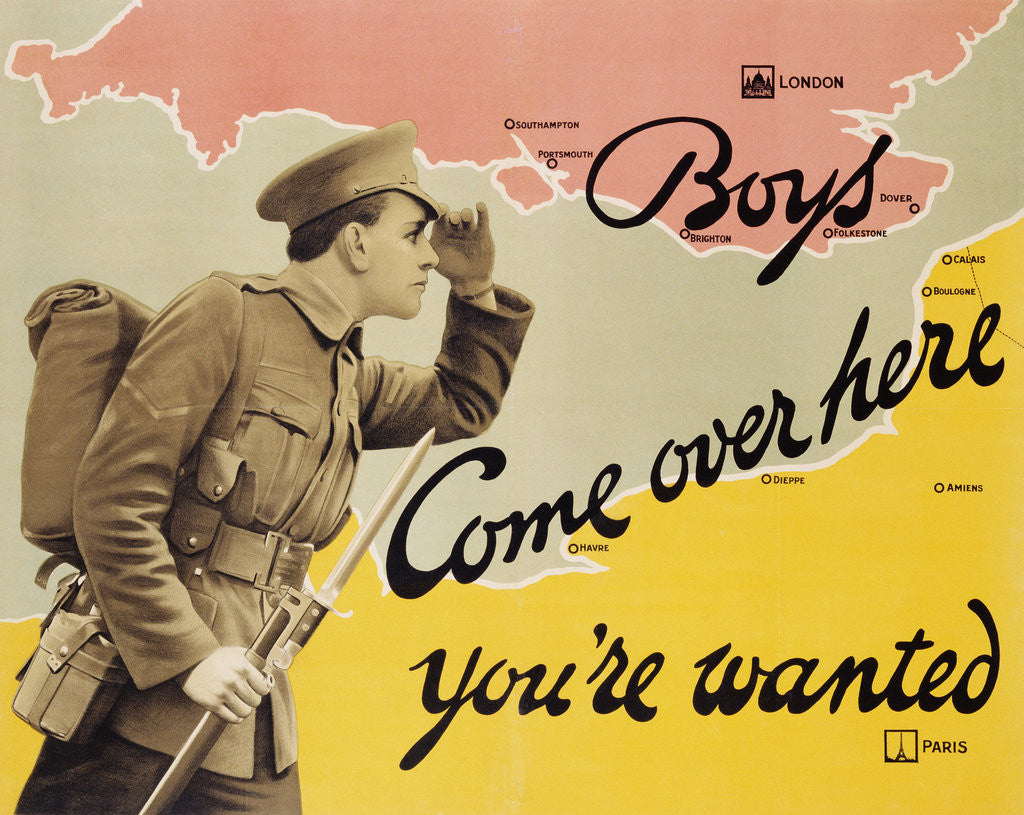 Detail of Boys Come Over Here You're Wanted Recruitment Poster by Corbis