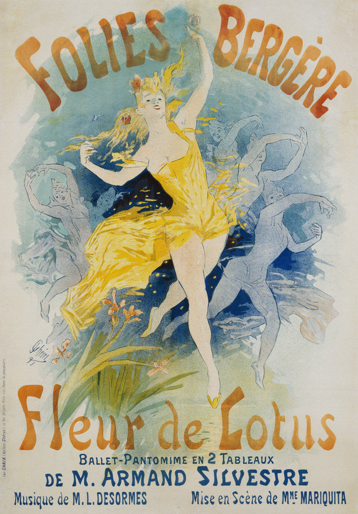 Detail of Folies Bergere Fleur de Lotus Poster by Jules Cheret