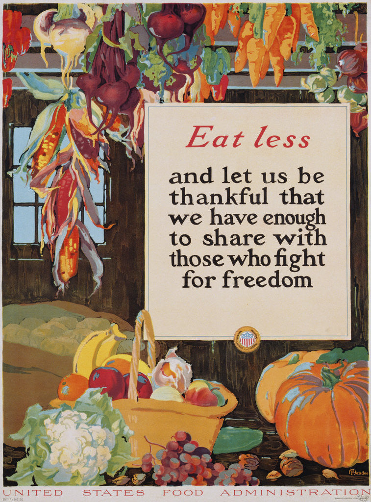 Detail of Eat Less and Let Us Be Thankful Poster by A. Hendee