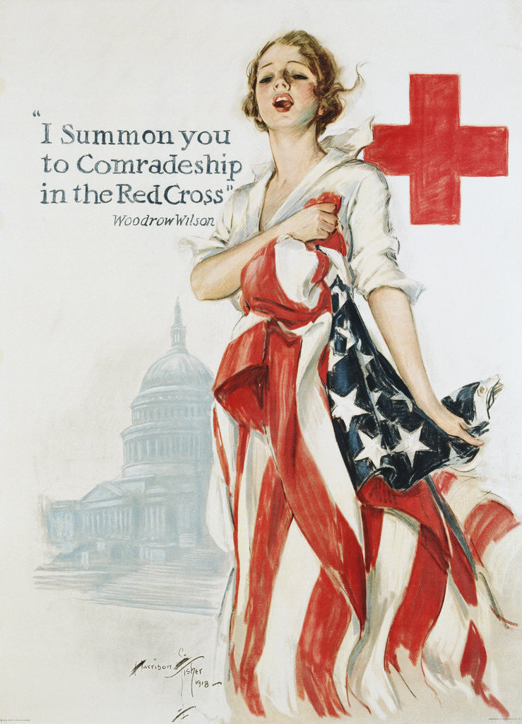 Detail of I Summon You to Comradeship in the Red Cross Poster by Harrison Fisher