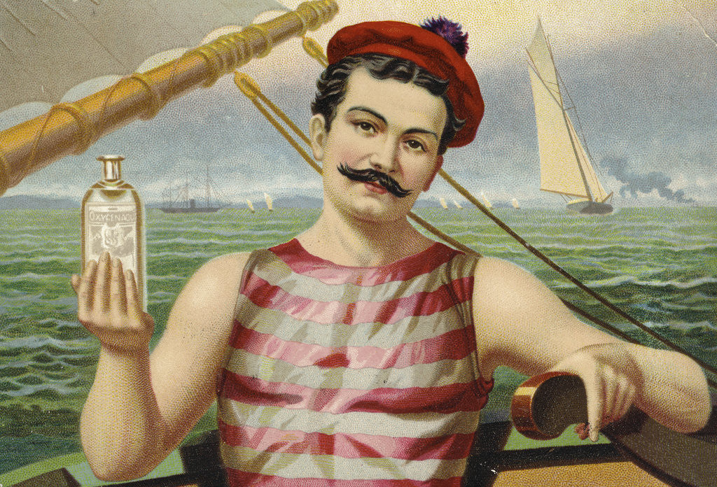 Detail of Compound Oxygen, Healthy Sailor Selling Medicine Advertisement by Anonymous