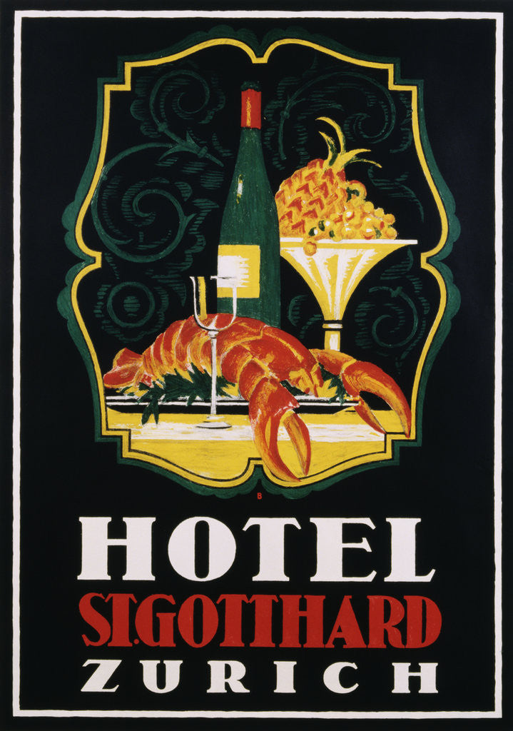 Detail of Hotel St. Gotthard Zurich Poster by Otto Baumberger