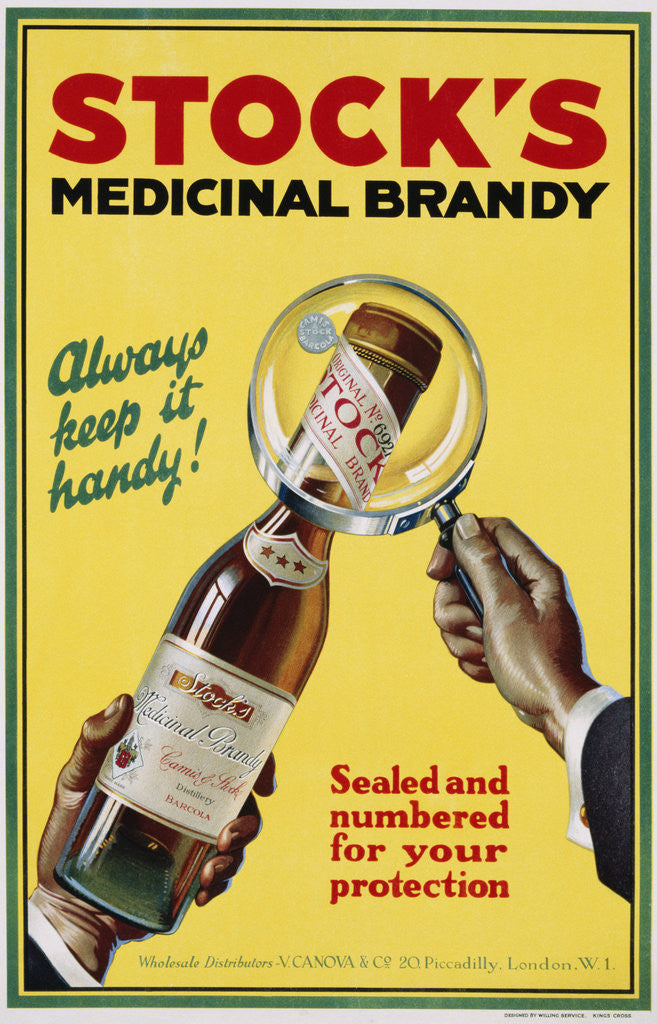 Detail of Stock's Medicinal Brandy Poster by Corbis