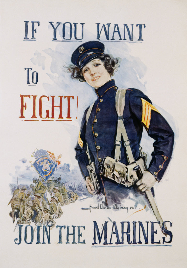 Detail of If You Want To Fight! Join the Marines Poster by Howard Chandler Christy