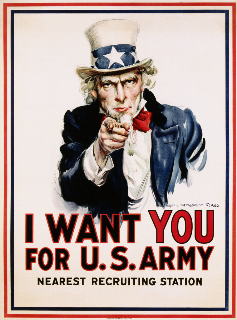 Detail of I Want You for the U.S. Army Recruitment Poster by James Montgomery Flagg