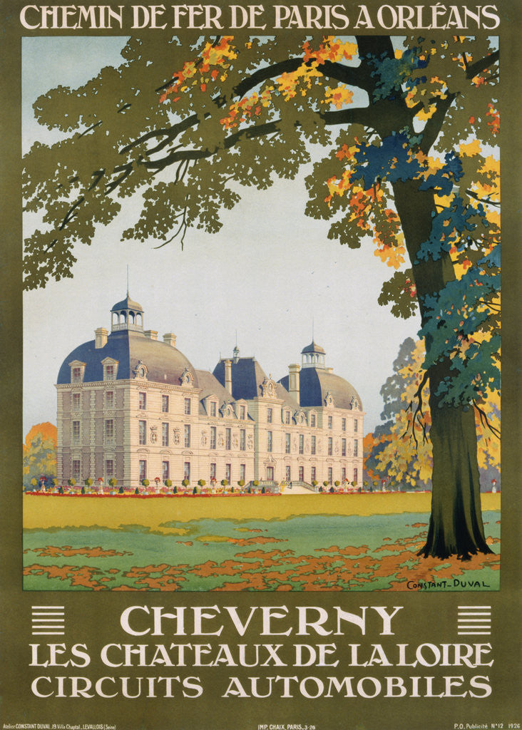 Detail of Cheverny les Chateaux de la Loire Poster by Constant Duval