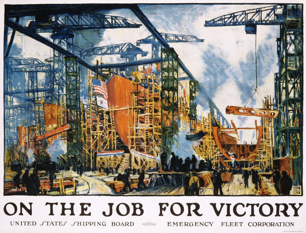 Detail of On the Job for Victory Poster by Jonas Lie