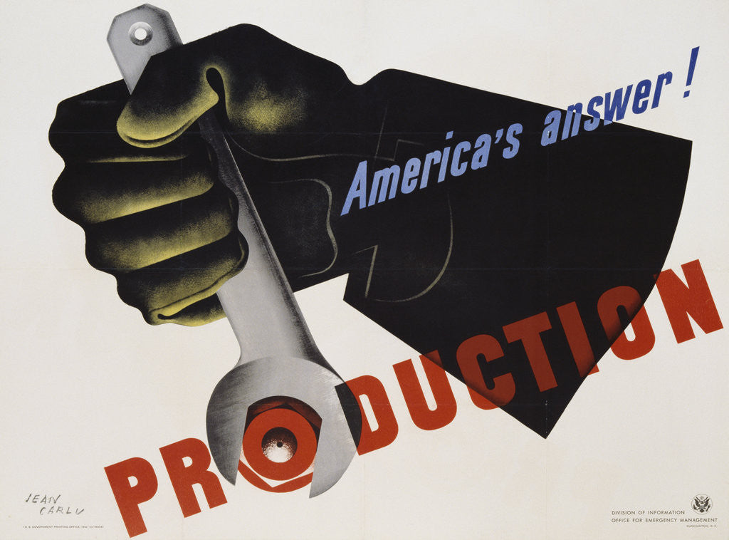 Detail of Production - America's Answer! Poster by Jean Carlu