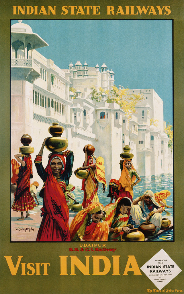 Detail of Visit India - Indian State Railways, Udaipur Poster by Bylityllis