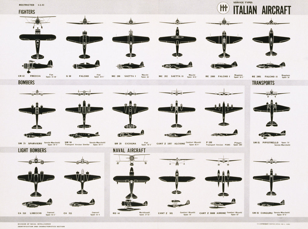 Detail of Poster of Italian Combat and Transport Aircraft by Anonymous