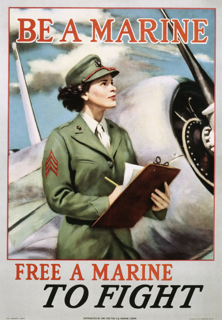 Detail of Be a Marine - Free a Marine to Fight Poster by Anonymous