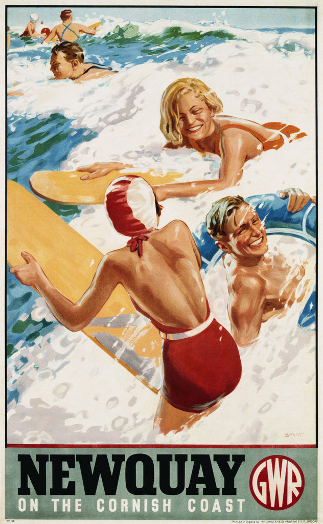 Detail of Newquay on the Cornish Coast Poster by Alfred Lambart