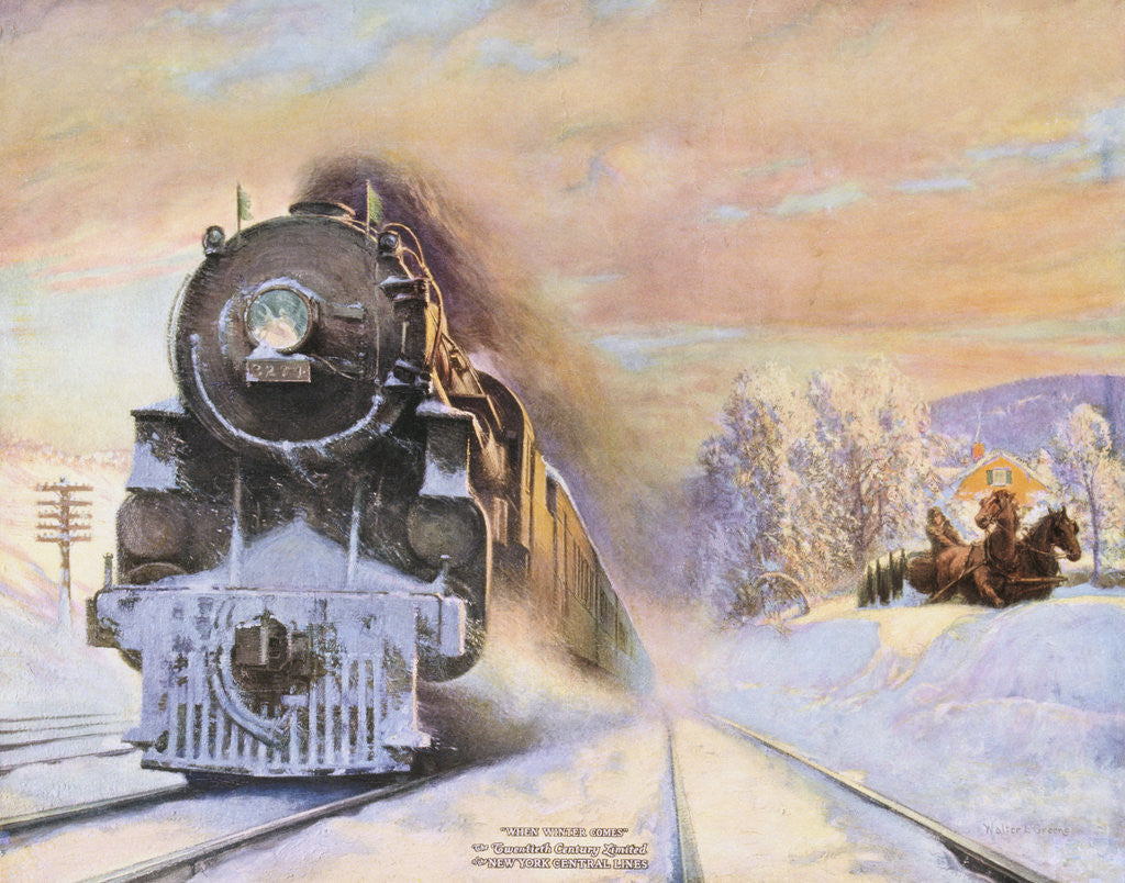 Detail of When Winter Comes, New York Central Lines by Walter L. Green