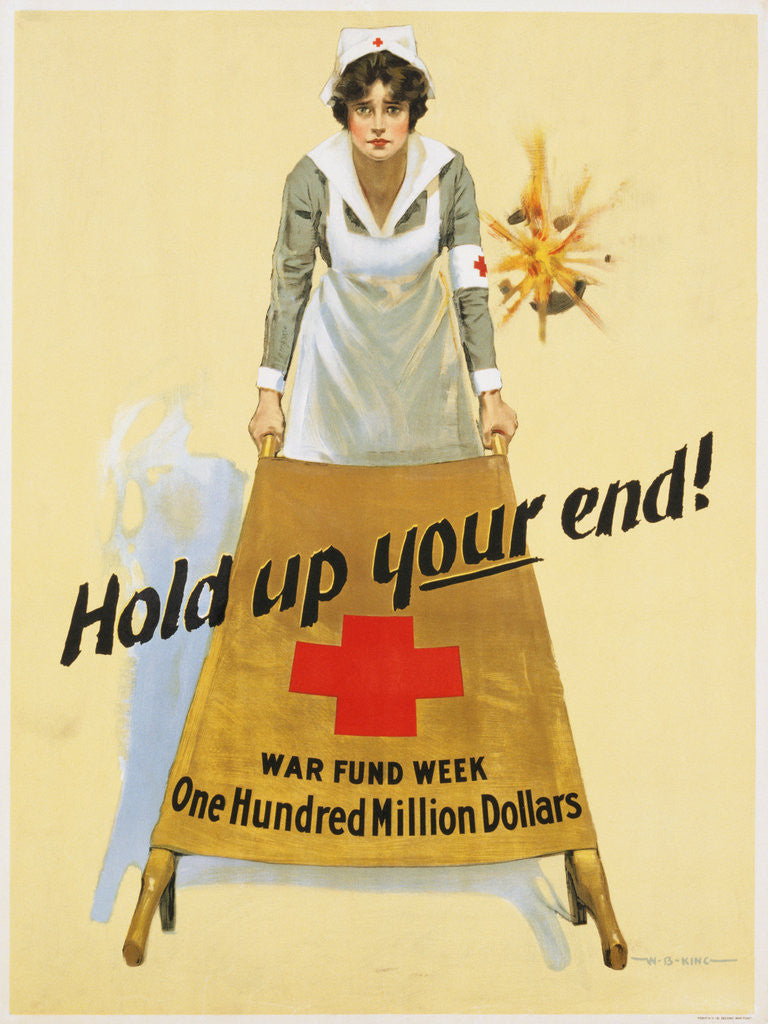 Detail of Hold Up Your End! War Fund Week - One Hundred Million Dollars Poster by W.B. King
