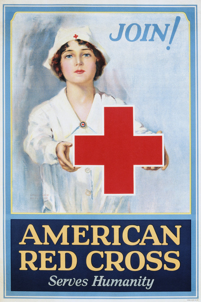 Detail of Join! American Red Cross Serves Humanity Poster by Lawrence Wilbur