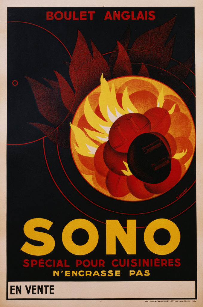 Detail of Poster Advertisement for Sono Kitchen Stove Fuel by Anonymous