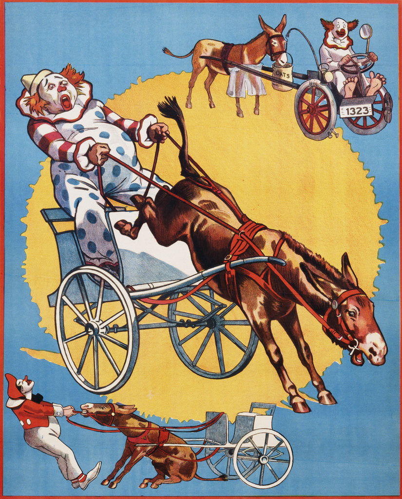 Detail of Poster Depicting Clowns and Donkeys by Anonymous