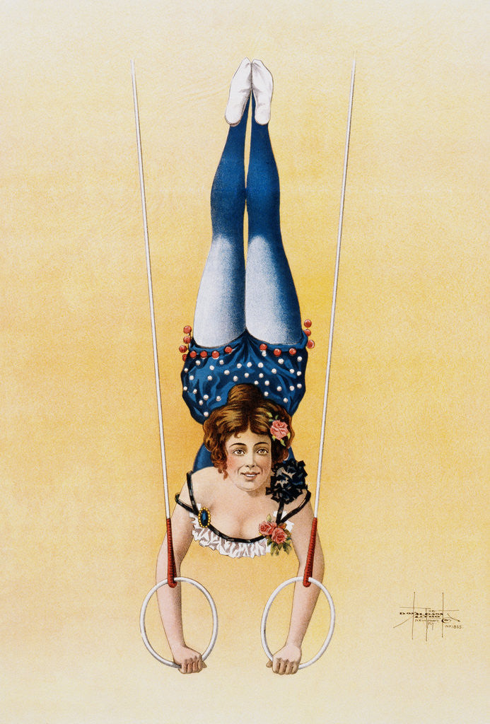 Detail of Poster Depicting a Female Acrobat Using Rings by Anonymous