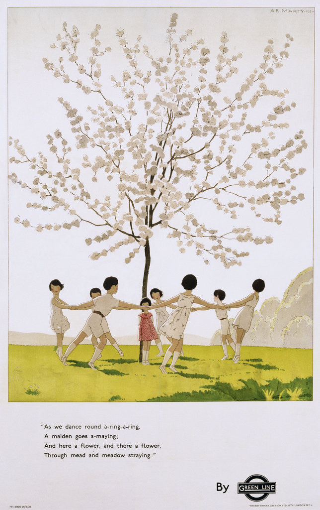 Detail of As We Dance Round a Ring-a-Ring Poster by Andre-Edouard Marty