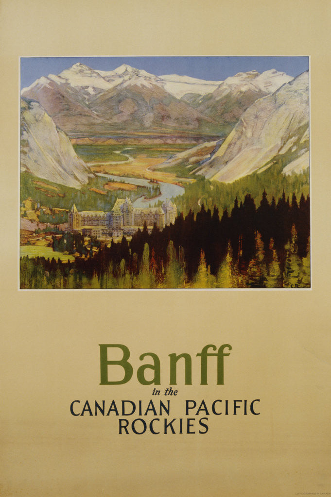 Detail of Banff in the Canadian Pacific Rockies Poster by Anonymous