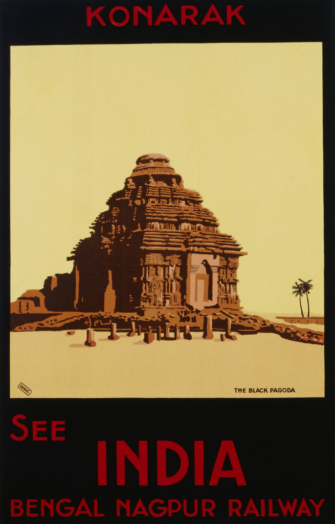 Detail of See India - Bengal Nagpur Railways, Konaruk, the Black Pagoda Poster by Bylityllis