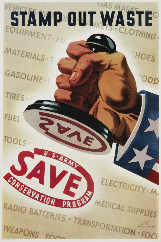 Detail of Save, Stamp Out Waste Poster by Henry Stahlhat