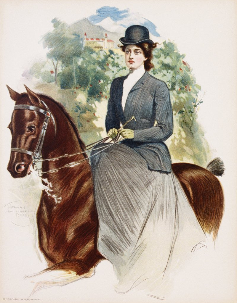 Detail of Poster Depicting a Woman Riding Sidesaddle by Thomas Mitchell Peirce