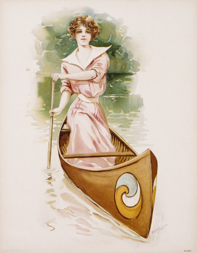 Detail of Poster Depicting a Woman Canoeing by Maud Stumm