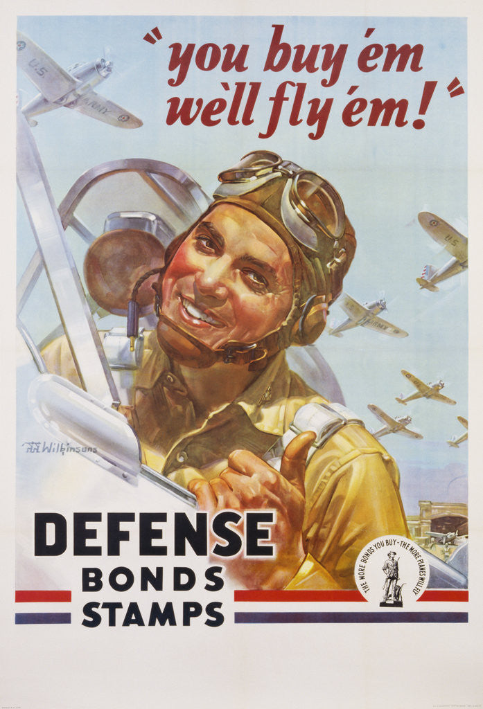 Detail of You Buy 'Em We'll Fly 'Em! Poster by J. Walter Wilkinson and Walter G. Wilkinson by Anonymous