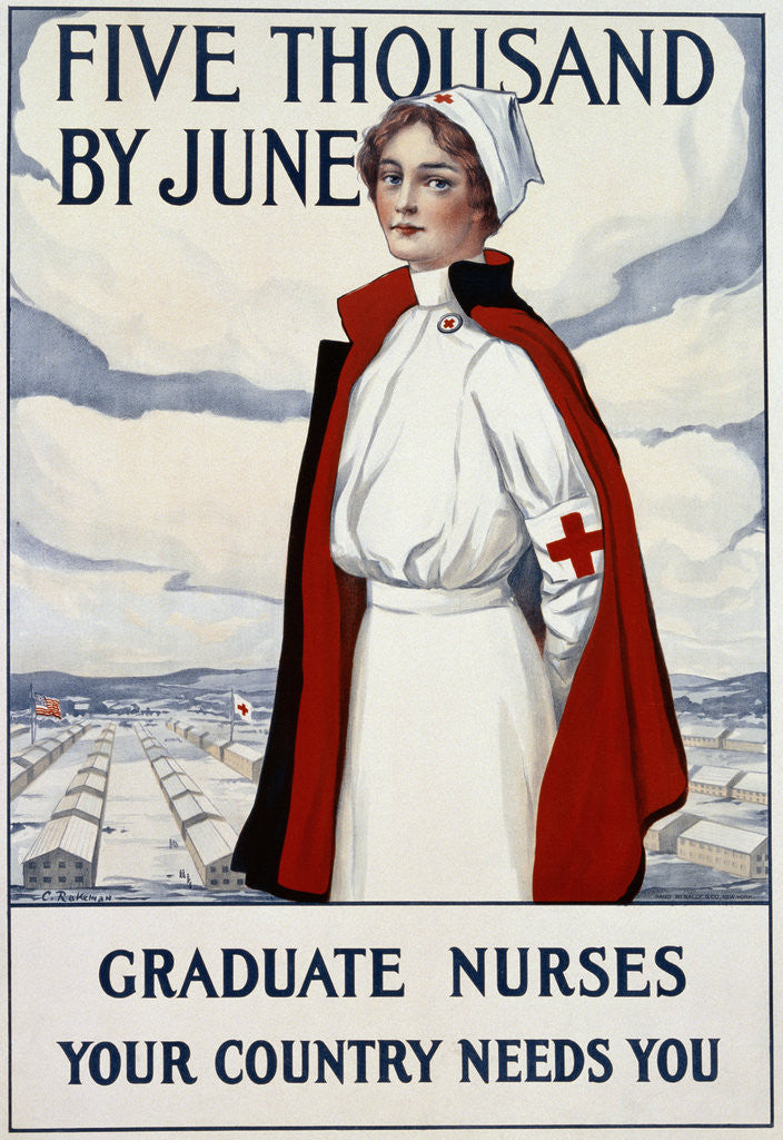 Detail of Five Thousand Nurses by June - Graduate Nurses Your Country Needs You Poster by Carl Rakeman