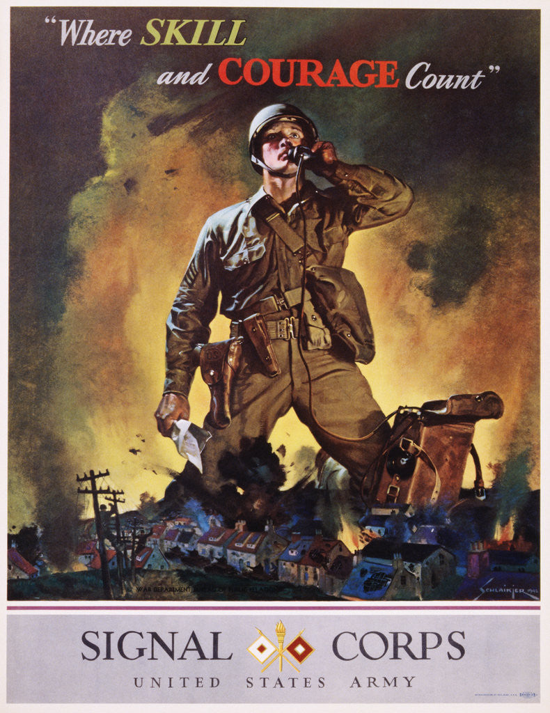 Detail of Signal Corps Recruitment Poster by Jes Schlaikjer