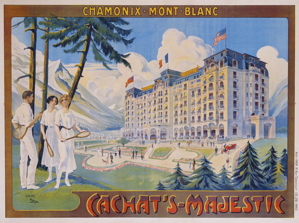 Detail of Cachat's-Majestic/Chamonix-Mont-Blanc Poster by Candido Aragonese de Faria